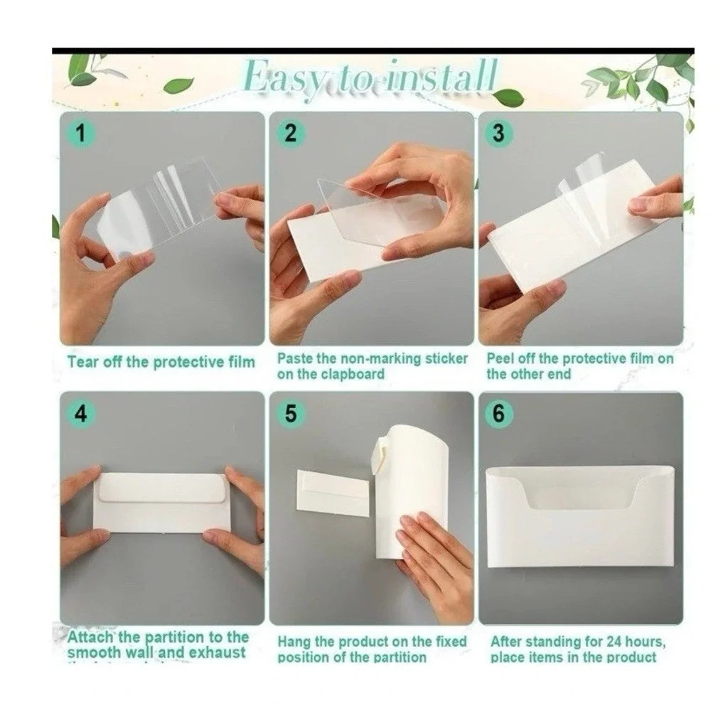 Wall File Holder White Plastic Mail Organizer Wall Mount File (6) PCS